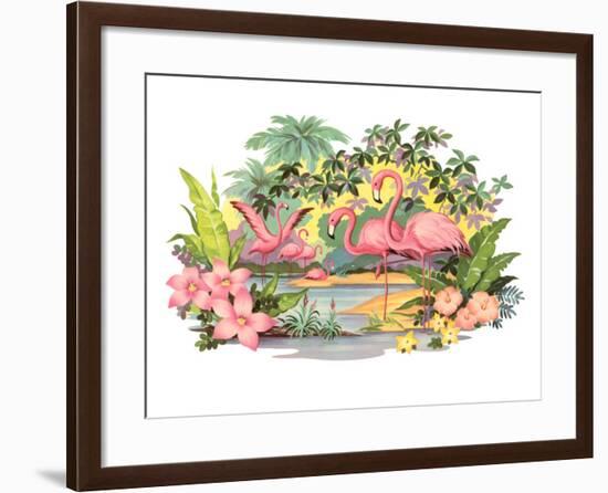 Flamingos in the Tropics-null-Framed Art Print