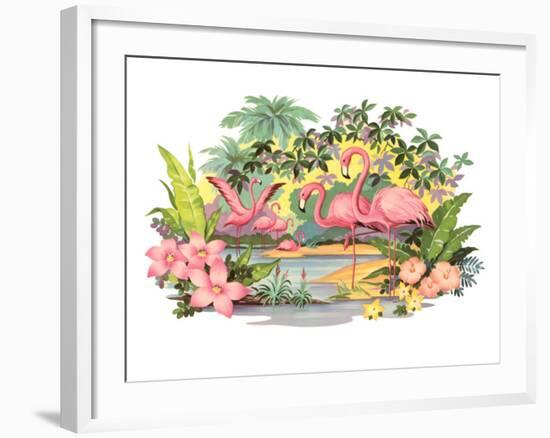 Flamingos in the Tropics-null-Framed Art Print