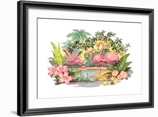 Flamingos in the Tropics-null-Framed Giclee Print