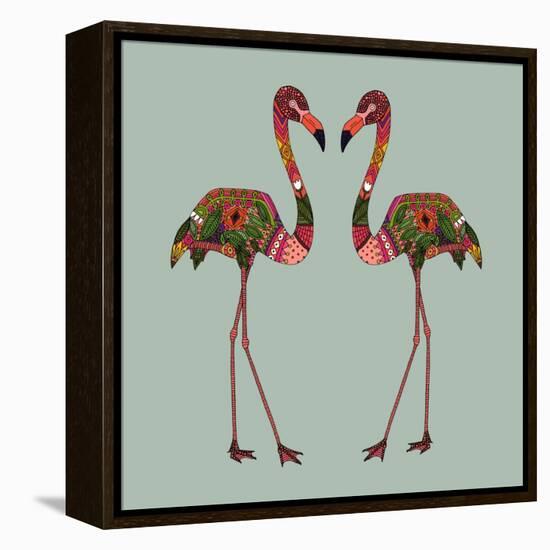 Flamingos Seafoam-Sharon Turner-Framed Stretched Canvas