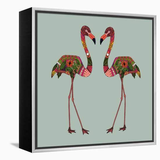 Flamingos Seafoam-Sharon Turner-Framed Stretched Canvas