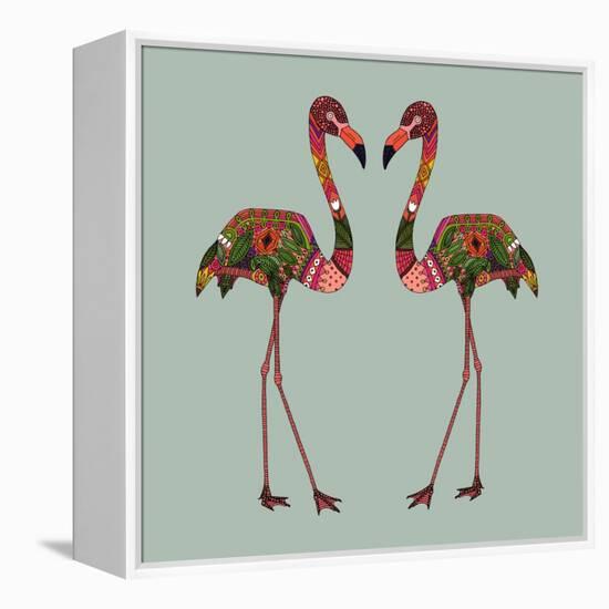 Flamingos Seafoam-Sharon Turner-Framed Stretched Canvas