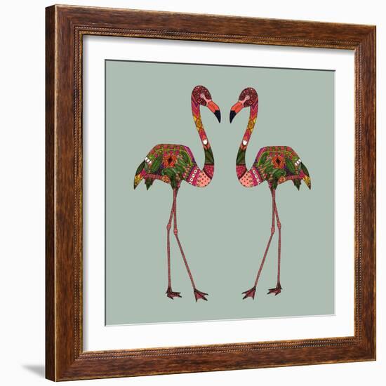 Flamingos Seafoam-Sharon Turner-Framed Art Print