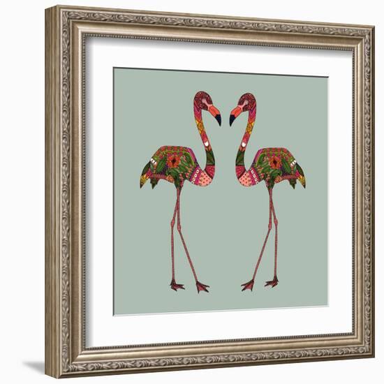 Flamingos Seafoam-Sharon Turner-Framed Art Print