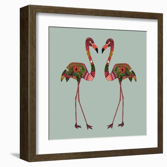 Flamingos Seafoam-Sharon Turner-Framed Art Print