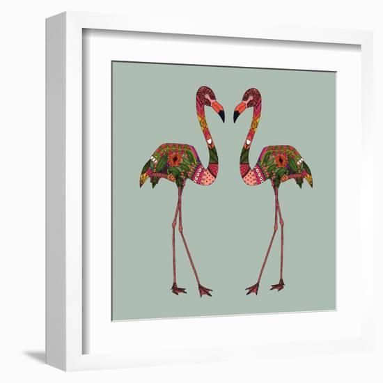 Flamingos Seafoam-Sharon Turner-Framed Art Print