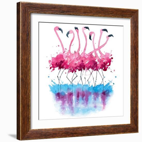 Flamingos Watercolor Painting-Kamieshkova-Framed Art Print