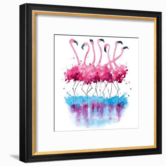 Flamingos Watercolor Painting-Kamieshkova-Framed Art Print