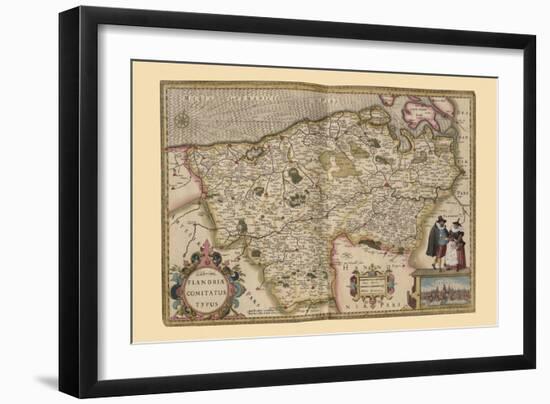 Flanders, Belgium Map-Pieter Van der Keere-Framed Art Print