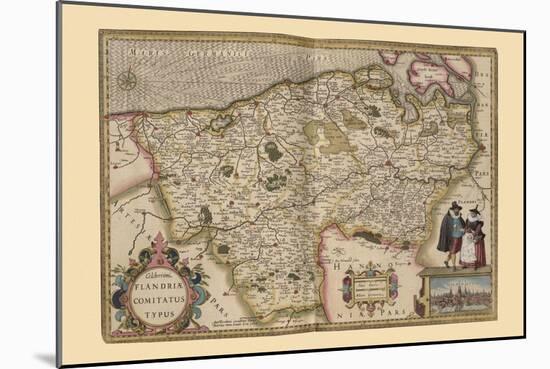 Flanders, Belgium Map-Pieter Van der Keere-Mounted Art Print