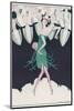 Flapper in a Green Dress Dances in Front of a Group of Men in Evening Dress-Andree Sikorska-Mounted Photographic Print