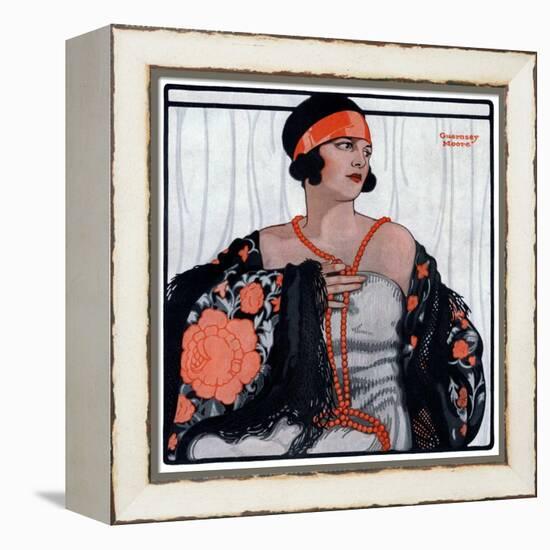 "Flapper in Shawl and Beads,"January 19, 1924-G Moore-Framed Premier Image Canvas