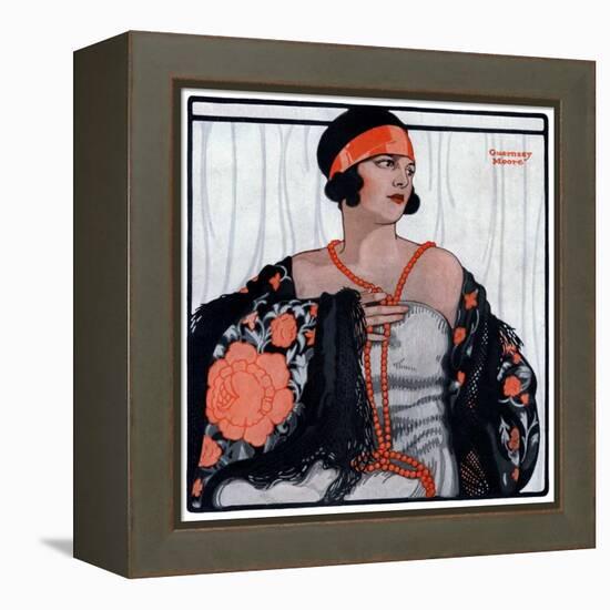 "Flapper in Shawl and Beads,"January 19, 1924-G Moore-Framed Premier Image Canvas