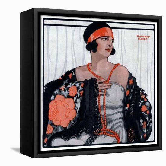 "Flapper in Shawl and Beads,"January 19, 1924-G Moore-Framed Premier Image Canvas