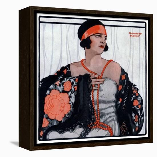 "Flapper in Shawl and Beads,"January 19, 1924-G Moore-Framed Premier Image Canvas