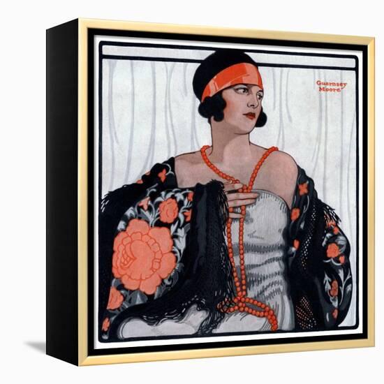 "Flapper in Shawl and Beads,"January 19, 1924-G Moore-Framed Premier Image Canvas