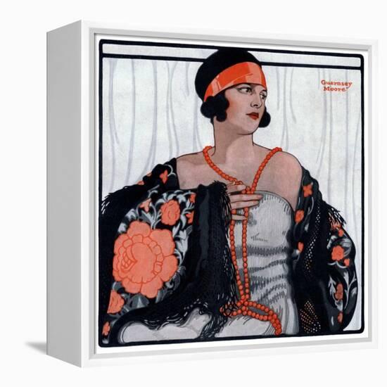 "Flapper in Shawl and Beads,"January 19, 1924-G Moore-Framed Premier Image Canvas