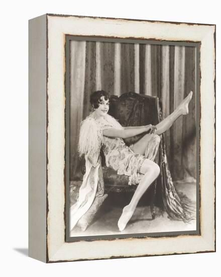 Flapper Rolling Up Stockings-null-Framed Stretched Canvas