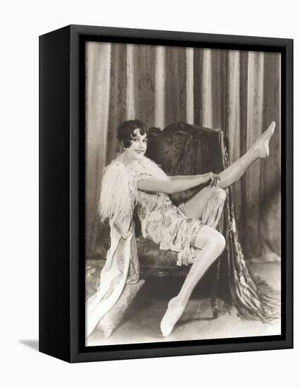 Flapper Rolling Up Stockings-null-Framed Stretched Canvas