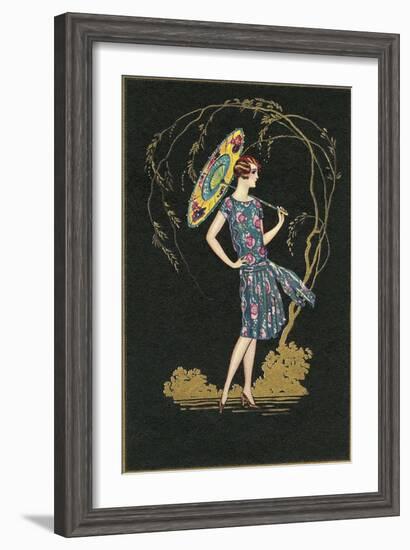 Flapper with Parasol-null-Framed Art Print