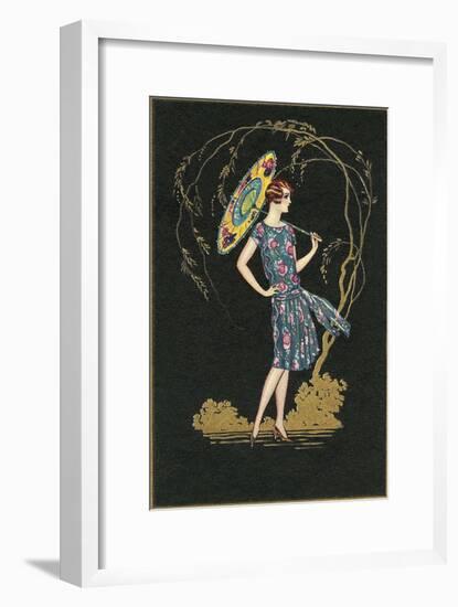 Flapper with Parasol-null-Framed Art Print