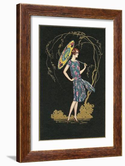 Flapper with Parasol-null-Framed Art Print