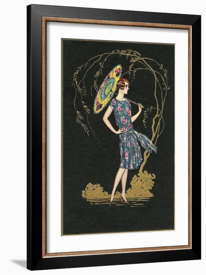 Flapper with Parasol-null-Framed Art Print