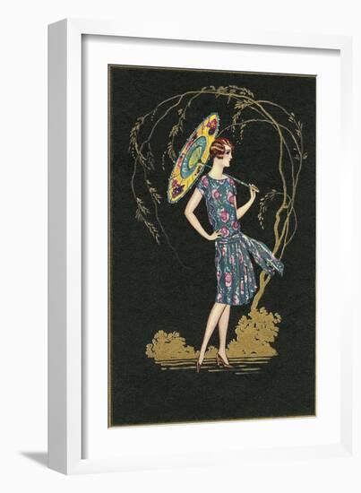 Flapper with Parasol-null-Framed Art Print