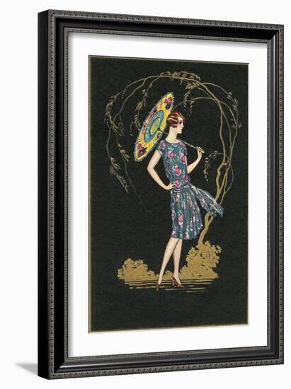 Flapper with Parasol-null-Framed Art Print