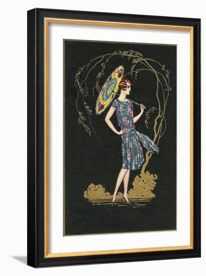 Flapper with Parasol-null-Framed Art Print