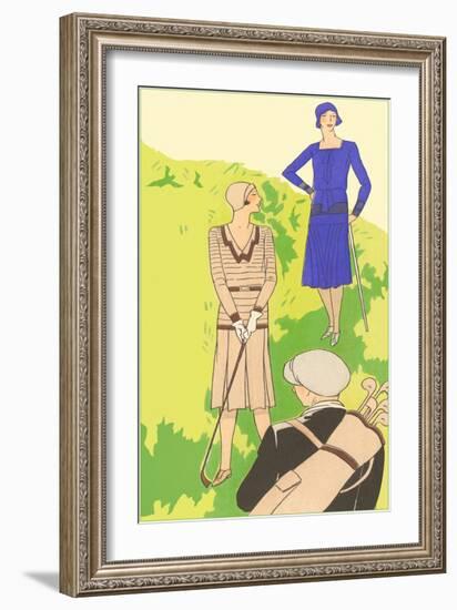 Flappers golfing-null-Framed Art Print