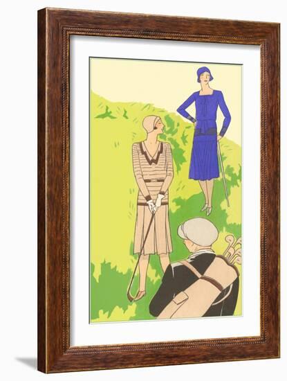 Flappers golfing-null-Framed Art Print