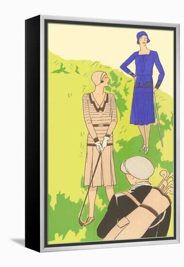 Flappers golfing-null-Framed Stretched Canvas