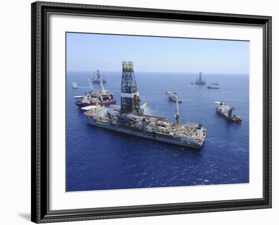 Flaring Operations Conducted by the Drillship Discoverer Enterprise-Stocktrek Images-Framed Photographic Print