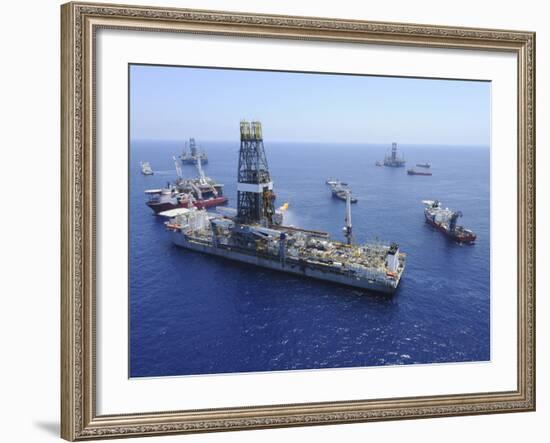 Flaring Operations Conducted by the Drillship Discoverer Enterprise-Stocktrek Images-Framed Photographic Print