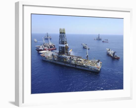 Flaring Operations Conducted by the Drillship Discoverer Enterprise-Stocktrek Images-Framed Photographic Print