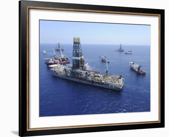 Flaring Operations Conducted by the Drillship Discoverer Enterprise-Stocktrek Images-Framed Photographic Print