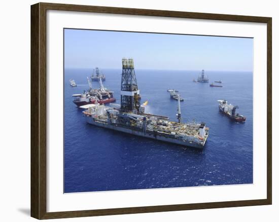 Flaring Operations Conducted by the Drillship Discoverer Enterprise-Stocktrek Images-Framed Photographic Print