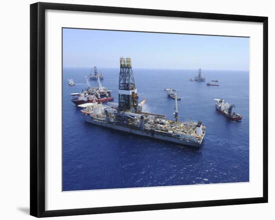 Flaring Operations Conducted by the Drillship Discoverer Enterprise-Stocktrek Images-Framed Photographic Print