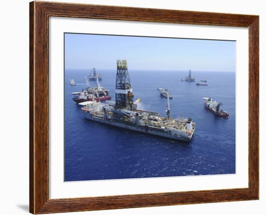 Flaring Operations Conducted by the Drillship Discoverer Enterprise-Stocktrek Images-Framed Photographic Print