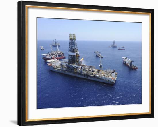 Flaring Operations Conducted by the Drillship Discoverer Enterprise-Stocktrek Images-Framed Photographic Print