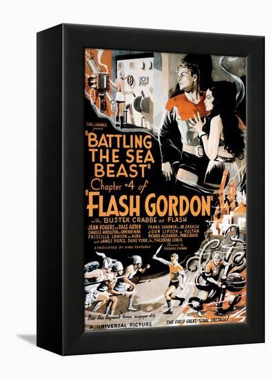 Flash Gordon, Larry 'Buster' Crabbe In 'Chapter 4: Battling the Sea Beast', 1936-null-Framed Stretched Canvas