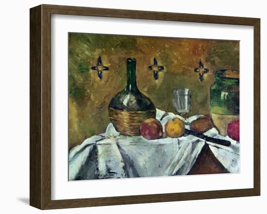 Flask, Glass and Fruit, 1877-Paul Cézanne-Framed Giclee Print