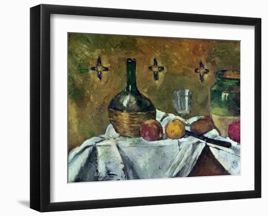 Flask, Glass and Fruit, 1877-Paul Cézanne-Framed Giclee Print