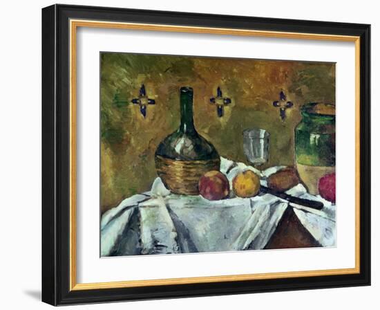 Flask, Glass and Fruit, 1877-Paul Cézanne-Framed Giclee Print