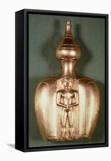 Flask with a Figure of a Cacique Realized from Molten Gold Lost Wax-null-Framed Premier Image Canvas