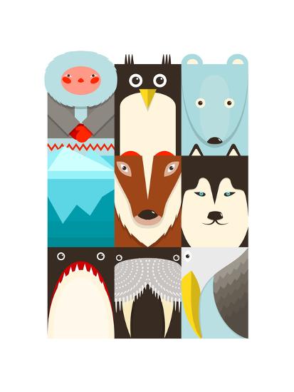 Download Flat Arctic Symbols Set North Pole Animals Collection Vector Layered Eps8 Illustration Art Print Popmarleo Art Com