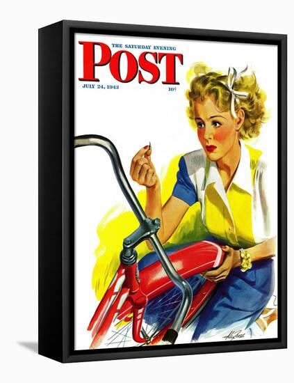 "Flat Bike Tire," Saturday Evening Post Cover, July 24, 1943-Alex Ross-Framed Premier Image Canvas