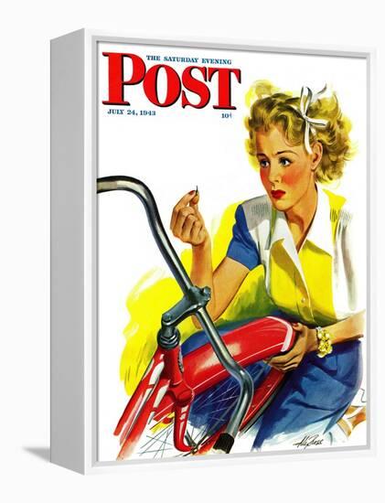 "Flat Bike Tire," Saturday Evening Post Cover, July 24, 1943-Alex Ross-Framed Premier Image Canvas