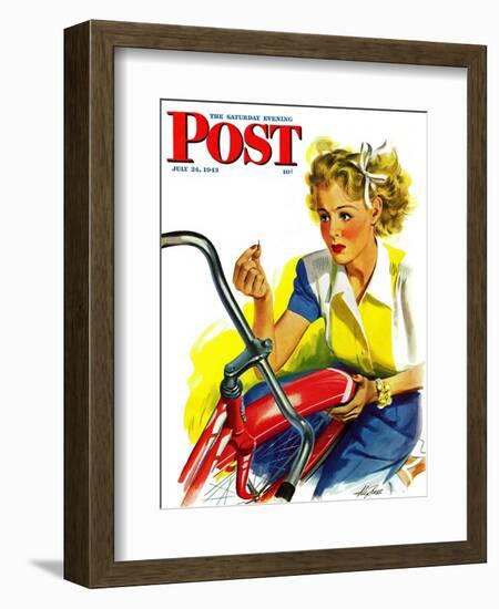 "Flat Bike Tire," Saturday Evening Post Cover, July 24, 1943-Alex Ross-Framed Giclee Print